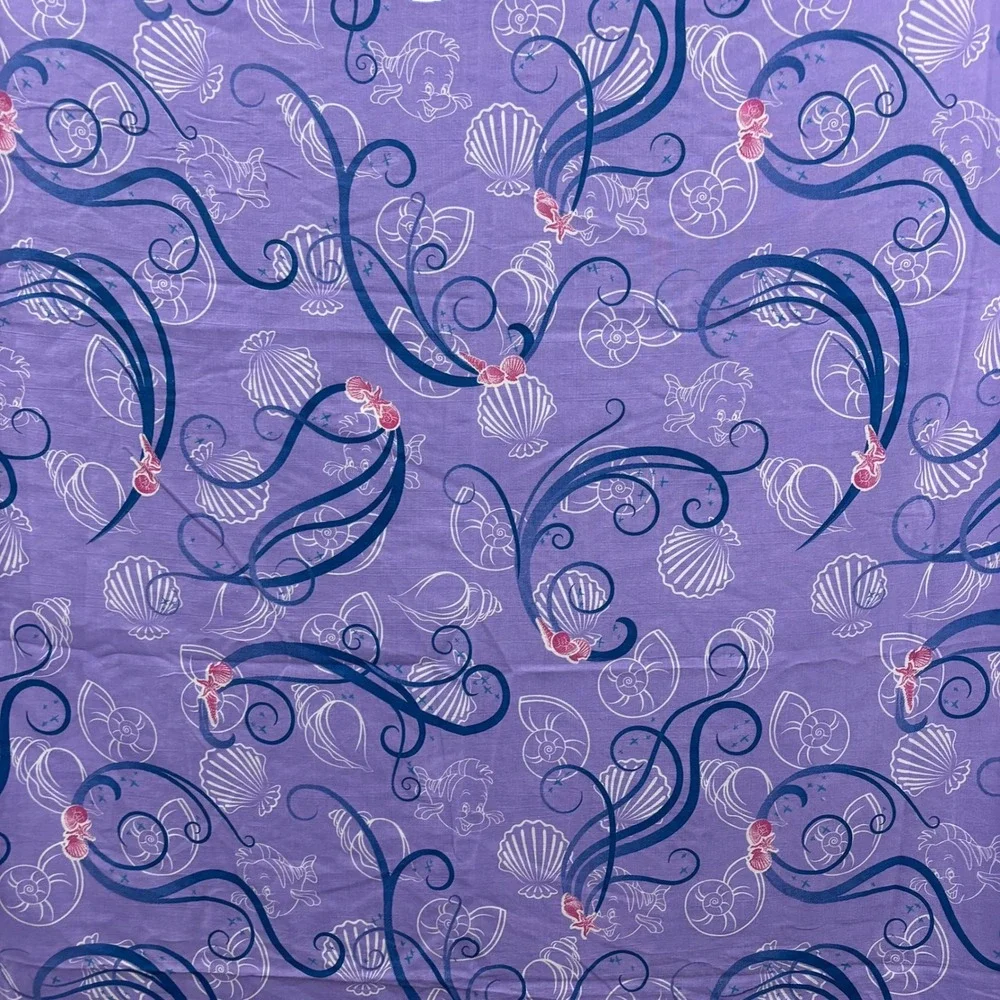 Disney Little Mermaid Ariel Twin Sheet Set 3pc Purple Blue Flat Fitted Pillowcas